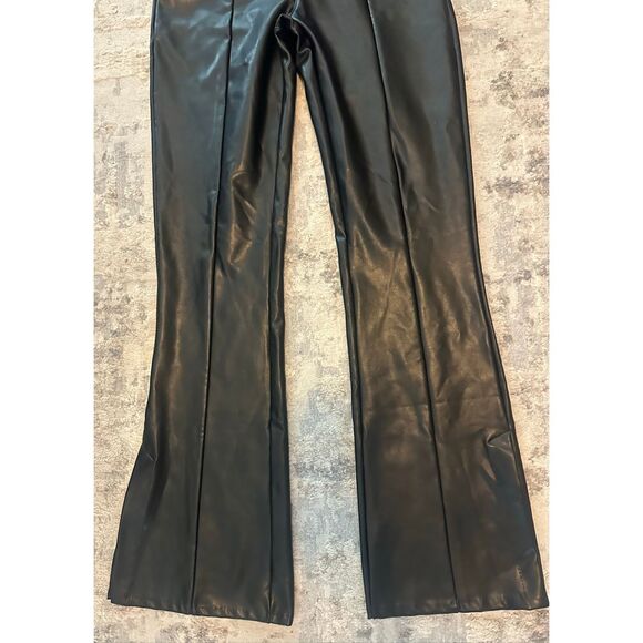 Abercrombie & Fitch Curve Love Vegan Leather Split-Hem Flare Pants Small Long NW - Picture 4 of 9